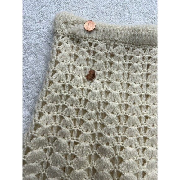 Tami Wool crochet Skirt British Crown Colony Of Hong Kong Cream 10 VTG *FLAWS* - Picture 12 of 16